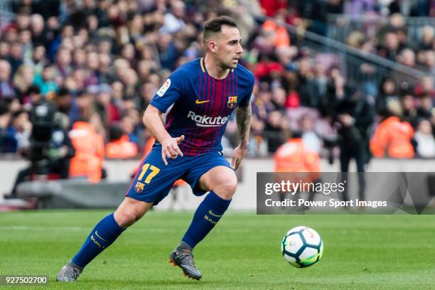 Francisco Alcacer Garcia, Paco Alcacer, of FC Barcelona in action during the La Liga 2017-18 match between FC Barcelona and Getafe FC at Camp Nou on...