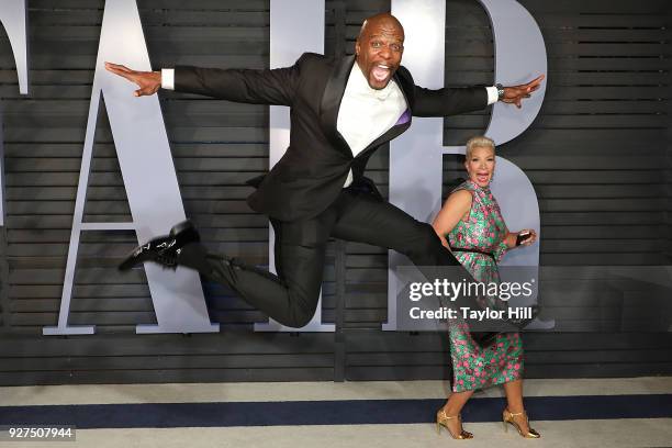 Terry Crews and Rebecca King-Crews attend the 2018 Vanity Fair Oscar Party hosted by Radhika Jones at Wallis Annenberg Center for the Performing Arts...