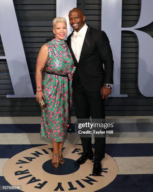 Terry Crews and Rebecca King-Crews attend the 2018 Vanity Fair Oscar Party hosted by Radhika Jones at Wallis Annenberg Center for the Performing Arts...