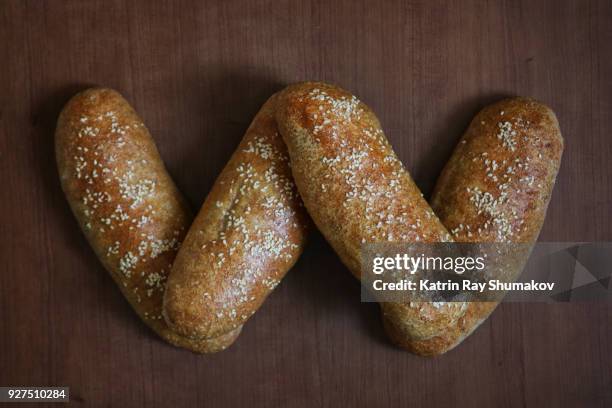 letter w - bread alphabet - letter w stock pictures, royalty-free photos & images