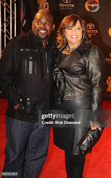 Actors David Mann and Tamela J. Mann attend the 2009 Soul Train Awards at the Georgia World Congress Center on November 3, 2009 in Atlanta, Georgia.