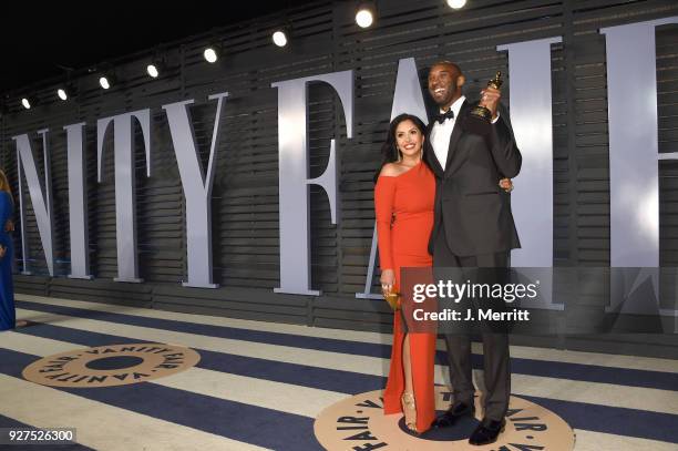 Vanessa Bryant and NBA player Kobe Bryant attend the 2018 Vanity Fair Oscar Party hosted by Radhika Jones at the Wallis Annenberg Center for the...