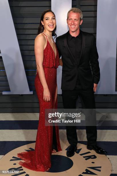 Gal Gadot and Yaron Varsano attend the 2018 Vanity Fair Oscar Party hosted by Radhika Jones at Wallis Annenberg Center for the Performing Arts on...