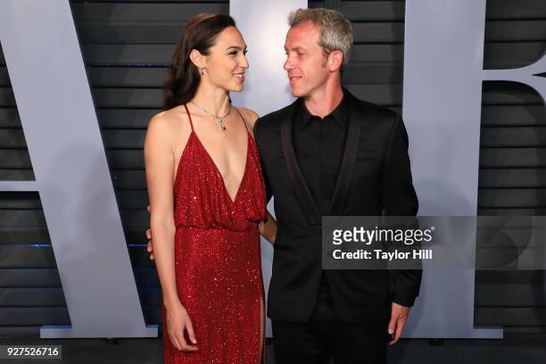 Gal Gadot and Yaron Varsano attend the 2018 Vanity Fair Oscar Party hosted by Radhika Jones at Wallis Annenberg Center for the Performing Arts on...