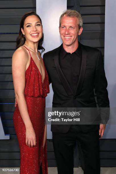 Gal Gadot and Yaron Varsano attend the 2018 Vanity Fair Oscar Party hosted by Radhika Jones at Wallis Annenberg Center for the Performing Arts on...