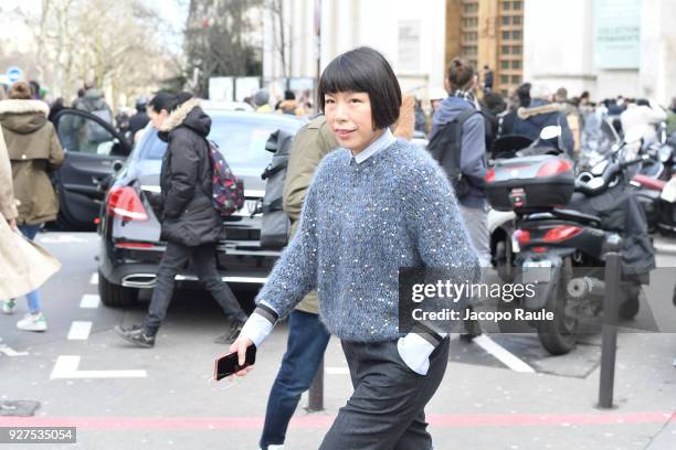 Angelica Cheung attends the Giambattista Valli show as part of the Paris Fashion Week Womenswear Fall/Winter 2018/2019 on March 5, 2018 in Paris,...