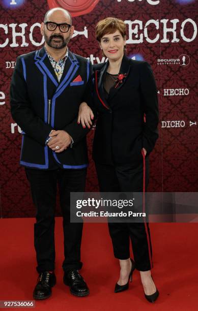 Jose Corbacho and Anabel Alonso attend the 'Dicho y hecho' program presentation at Colliseum theatre on March 5, 2018 in Madrid, Spain.