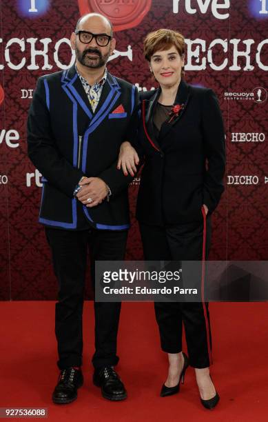 Jose Corbacho and Anabel Alonso attend the 'Dicho y hecho' program presentation at Colliseum theatre on March 5, 2018 in Madrid, Spain.