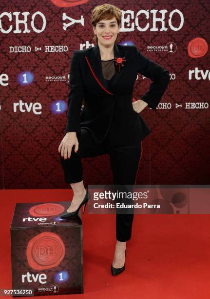 Actress Anabel Alonso attends the 'Dicho y hecho' program presentation at Colliseum theatre on March 5, 2018 in Madrid, Spain.
