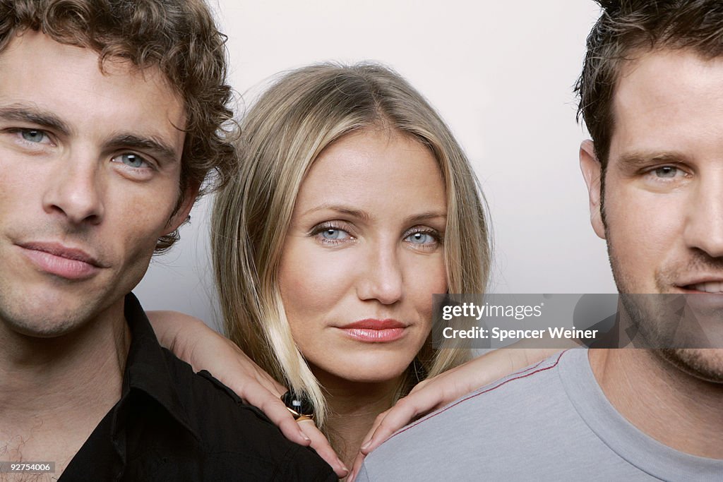 Actor Box Actors James Marsden, Cameron Diaz and director Richard Kelly pose ...