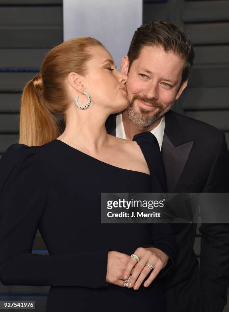 Actor Darren Le Gallo and actress Amy Adams attend the 2018 Vanity Fair Oscar Party hosted by Radhika Jones at the Wallis Annenberg Center for the...