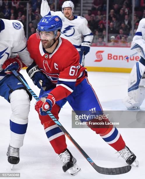 Max Pacioretty of the Montreal Canadiens skates against the Tampa Bay Lightning in the NHL game at the Bell Centre on February 24, 2018 in Montreal,...