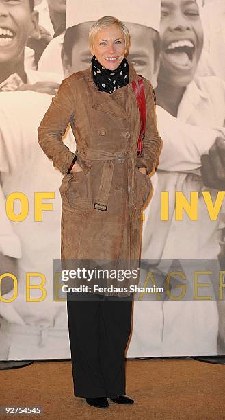 Annie Lennox attends photocall to launch Bobby Sager book of photographs which capture children in war town countries at Saatchi Gallery on November...