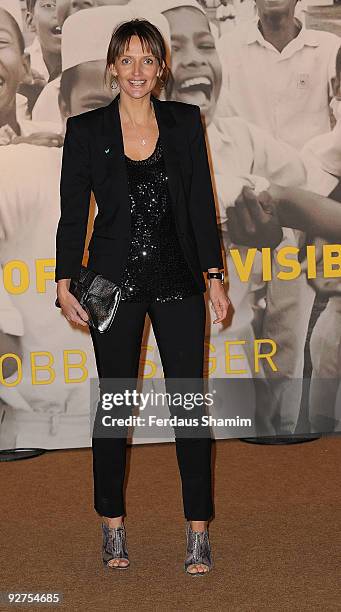 Saffron Aldrige attends photocall to launch Bobby Sager book of photographs which capture children in war town countries at Saatchi Gallery on...