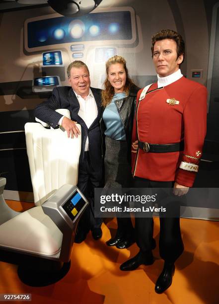 William Shatner and wife Elizabeth Anderson Martin poses with a wax figure of Captain Kirk at Madame Tussaud's Wax Museum in Hollywood on November 4,...