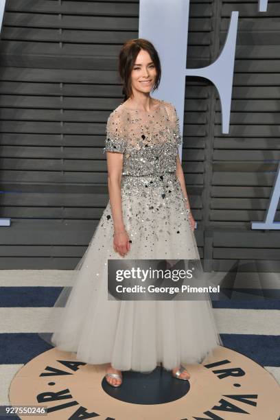 Actress Abigail Spencer attends the 2018 Vanity Fair Oscar Party hosted by Radhika Jones at Wallis Annenberg Center for the Performing Arts on March...