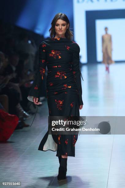 Montana Cox showcases designs during VAMFF Runway Gala Presented by David Jones on March 5, 2018 in Melbourne, Australia.