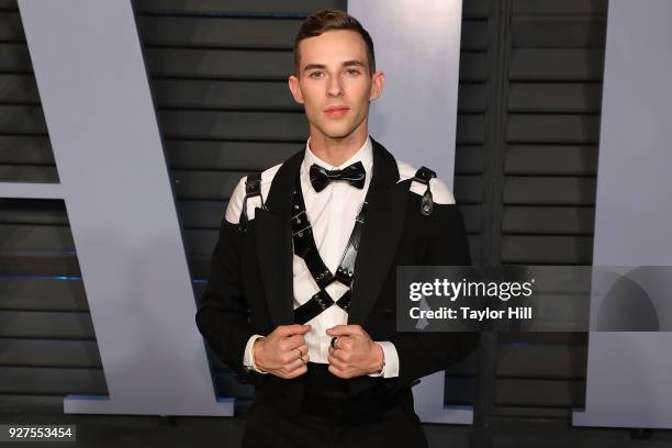 Adam Rippon attends the 2018 Vanity Fair Oscar Party hosted by Radhika Jones at the Wallis Annenberg Center for the Performing Arts on March 4, 2018...