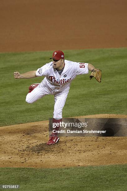 World Series: Philadelphia Phillies Joe Blanton in action, pitching vs New York Yankees. Game 4. Philadelphia, PA 11/1/2009 CREDIT: Damian Strohmeyer