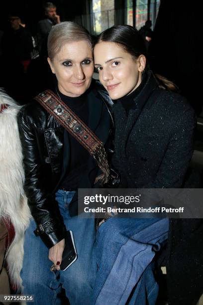 Stylist Maria Grazia Chiuri and her daughter Rachele Regini attend the Giambattista Valli show as part of the Paris Fashion Week Womenswear...