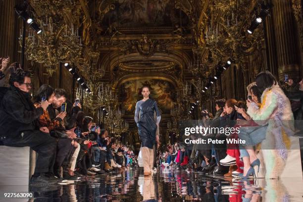 Hiandra Martinez walks the runway during the Stella McCartney show as part of the Paris Fashion Week Womenswear Fall/Winter 2018/2019 on March 5,...