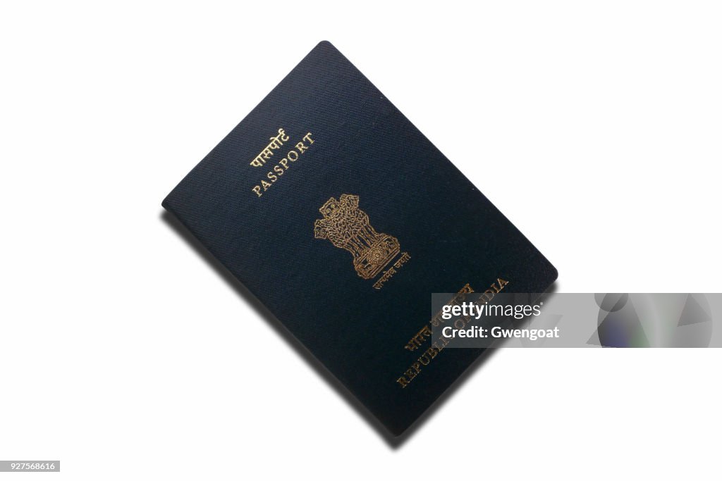 Indian passport isolated on a white background