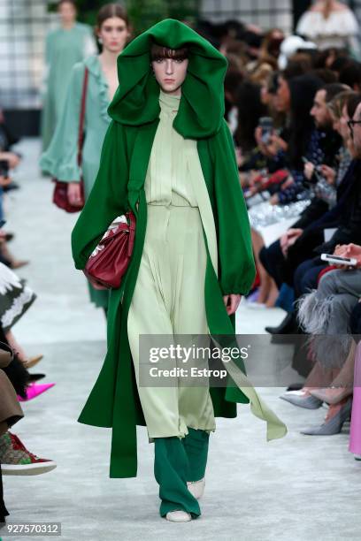 Model walks the runway during the Valentino show as part of the Paris Fashion Week Womenswear Fall/Winter 2018/2019 on March 3, 2018 in Paris, France.