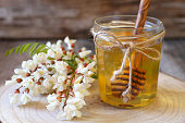Acacia honey and flowering acacia