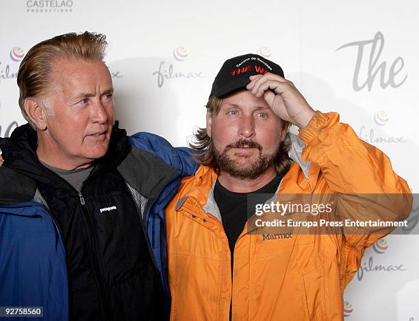 Martin Sheen and Emilio Estevez are seen on location for the filming of ''The Way'' on November 4, 2009 in Santiago de Compostela, Spain.