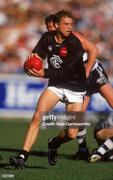 Matthew Lappin for Carlton in action during round seven of the AFL season match played between the Geelong Cats and the Carlton Blues held at the...