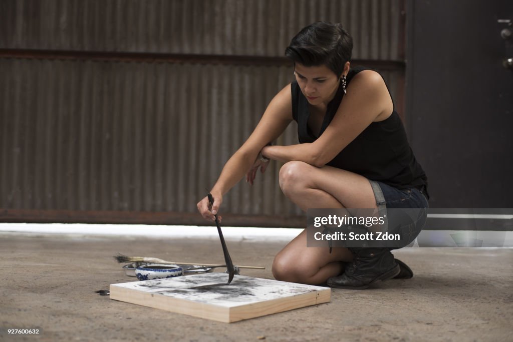 Hispanic artist painting