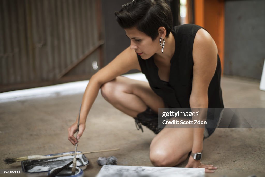 Hispanic artist painting