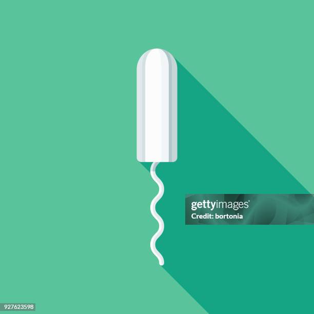 tampon flat design female reproduction icon with side shadow - menstruation stock illustrations