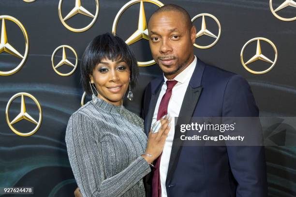 Actress Simone Missick and Dorian Missick attend the Mercedez-Benz USA's Official Awards Viewing Party at Four Seasons Hotel Los Angeles at Beverly...