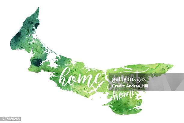 home sweet home aquarell rasterkarte von prince edward island - raster stock-grafiken, -clipart, -cartoons und -symbole