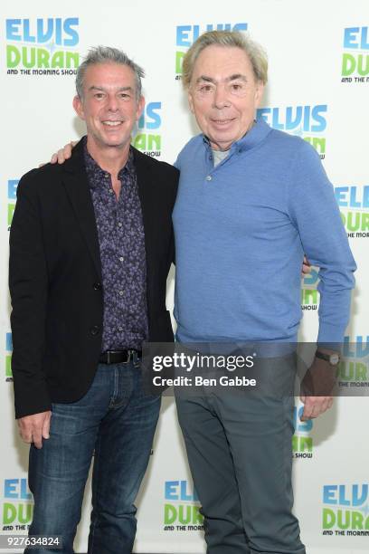 Radio host Elvis Duran and composer Andrew Lloyd Webber pose during "The Elvis Duran Z100 Morning Show" at Z100 Studio on March 5, 2018 in New York...