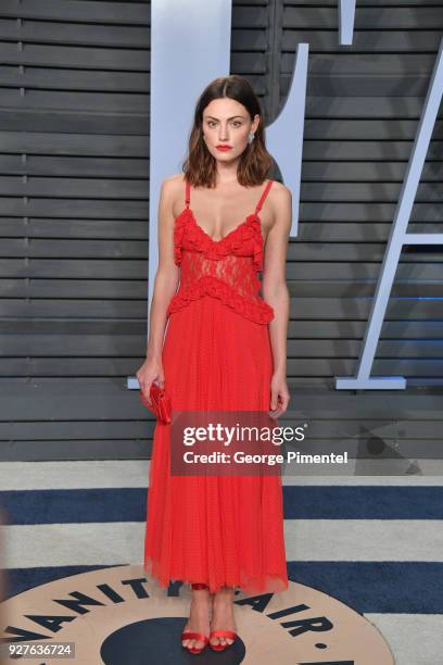 Actress Phoebe Tonkin attends the 2018 Vanity Fair Oscar Party hosted by Radhika Jones at Wallis Annenberg Center for the Performing Arts on March 4,...