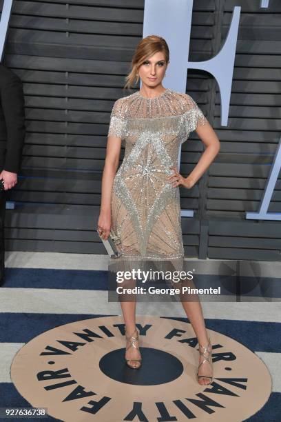 Emily Arlook attends the 2018 Vanity Fair Oscar Party hosted by Radhika Jones at Wallis Annenberg Center for the Performing Arts on March 4, 2018 in...