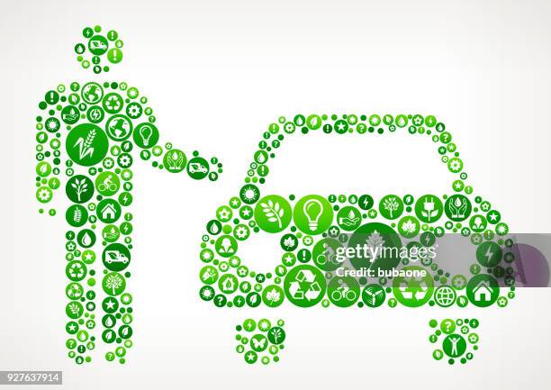 car dealer nature and environmental conservation icon pattern - solar panel worker stock illustrations
