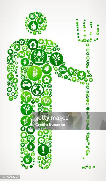 single farmer nature and environmental conservation icon pattern - solar panel worker stock illustrations