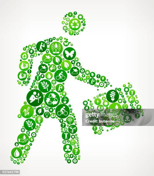 businesswoman traveling nature and environmental conservation icon pattern - solar panel worker stock illustrations