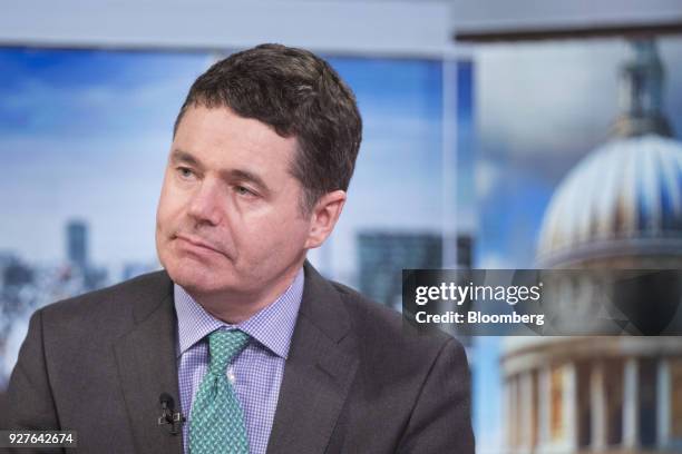 Paschal Donohoe, Ireland's finance minister, pauses during a Bloomberg Television interview in London, U.K., on Monday, March 5, 2018. The European...