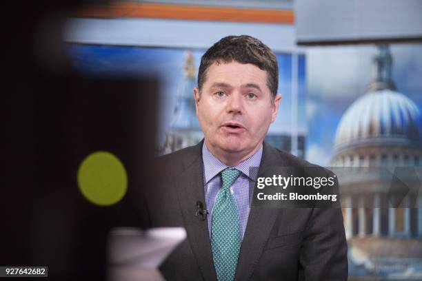 Paschal Donohoe, Ireland's finance minister, speaks during a Bloomberg Television interview in London, U.K., on Monday, March 5, 2018. The European...