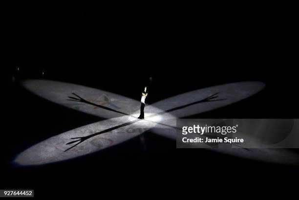 Yuzuru Hanyu of Japan performs during the Figure Skating Gala Exhibition at Gangneung Ice Arena on February 25, 2018 in Gangneung, South Korea.