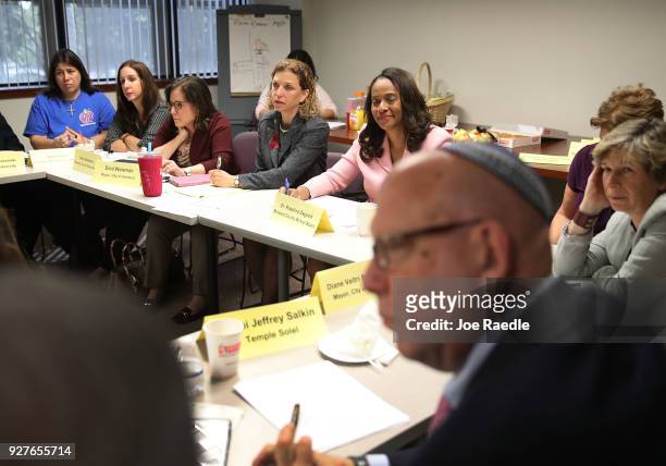 Rep. Debbie Wasserman Schultz hosts a gun safety roundtable discussion that brought together community leaders, school board members, police...