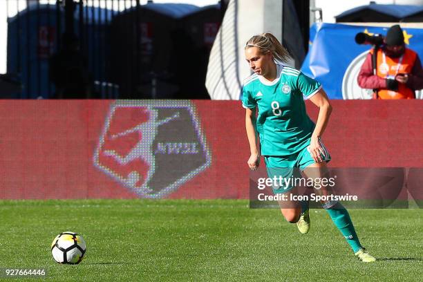 Germany defender Lena Goebling during the first half of the SheBelieves Cup Womens Soccer game between Germany and England on March 4 at Red Bull...