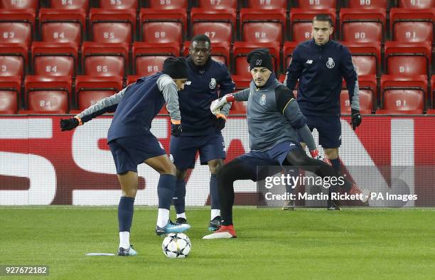 Porto's Iker Casillas during the training session at Anfield, Liverpool.