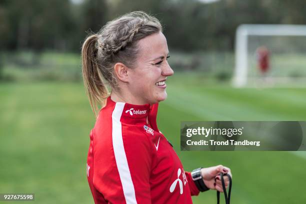 Kristine Minde of Norway during training session on February 27, 2018 in Portimao, Portugal.