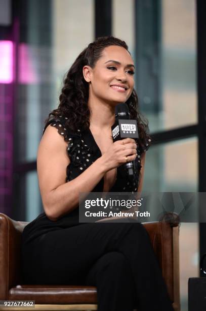 Grace Byers visits Build to discuss her book "I Am Enough" at Build Studio on March 5, 2018 in New York City.