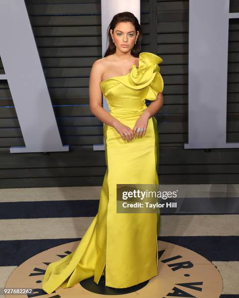 Odeya Rush attends the 2018 Vanity Fair Oscar Party hosted by Radhika Jones at the Wallis Annenberg Center for the Performing Arts on March 4, 2018...